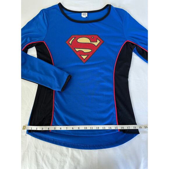 Super Woman Super Hero Blue Jersey Long Sleeves Halloween Costume Size M - Picture 4 of 7